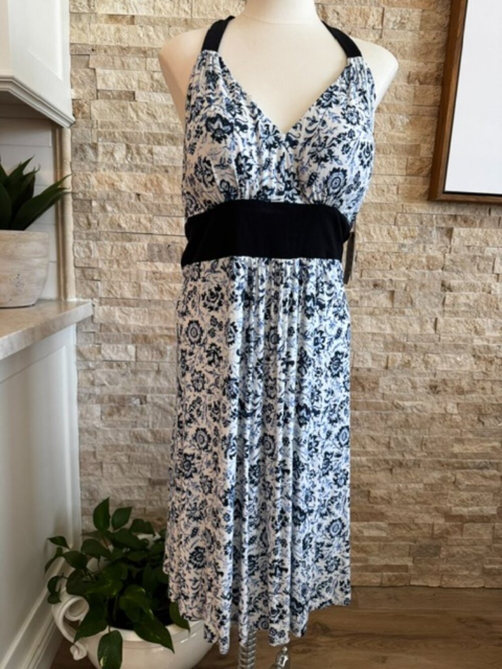 Karen Kane Mesa Blues Halter Dress XL NWT
